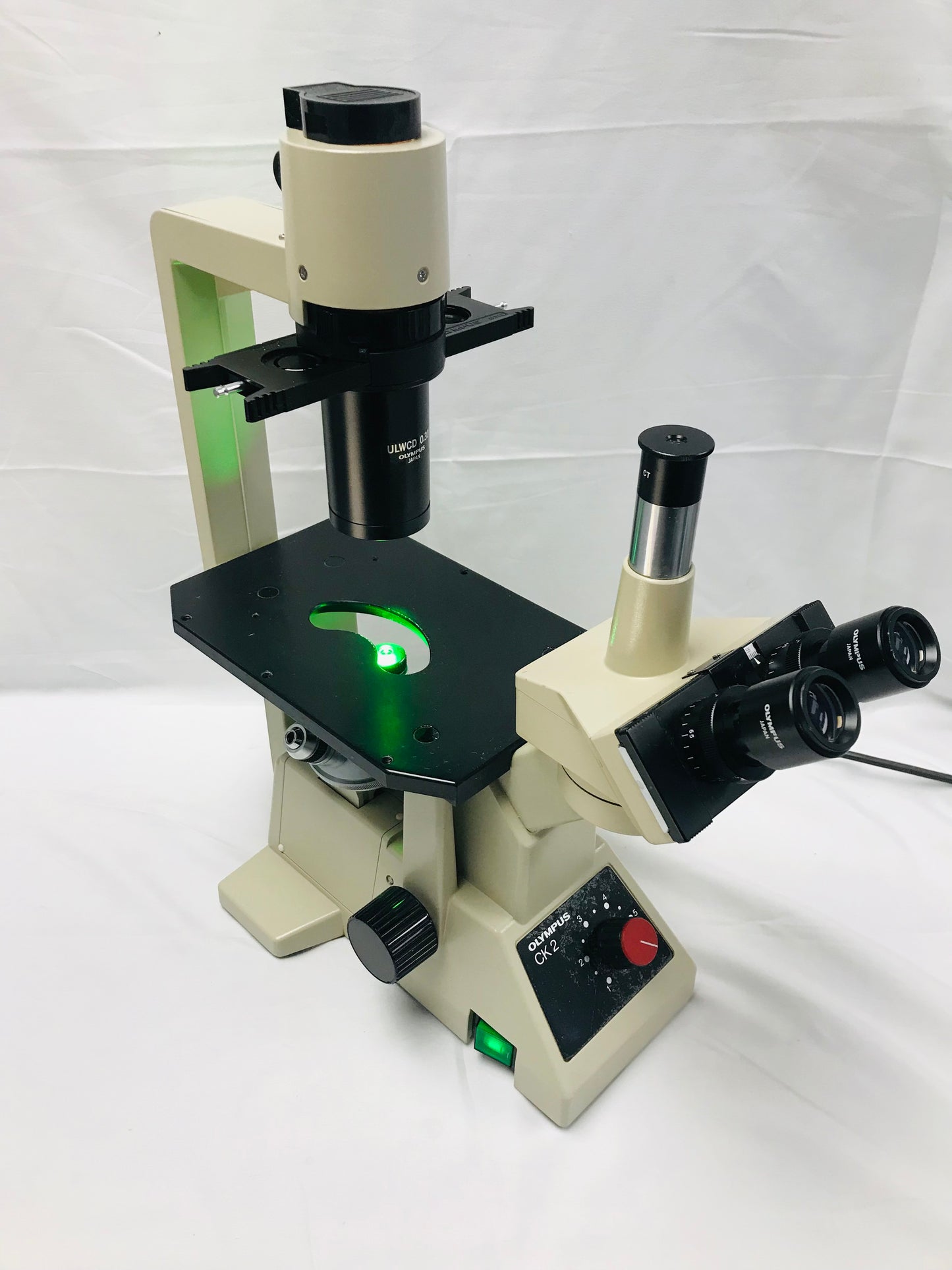 Olympus CK2 Inverted Phase Contrast Microscope W/ 3 Objectives 4x 10x 20x