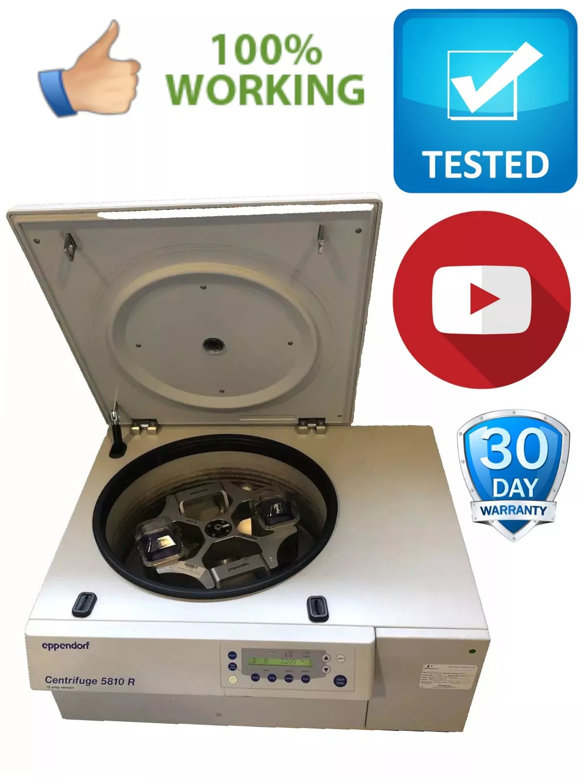 Eppendorf 5810R Centrifuge 5810 R Refrigerated with Rotor & Buckets Video 120v