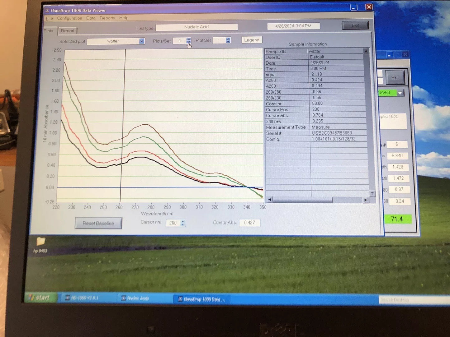 Thermo ND-1000 NanoDrop UV/VIS Spectrophotometer with Computer Tested Working