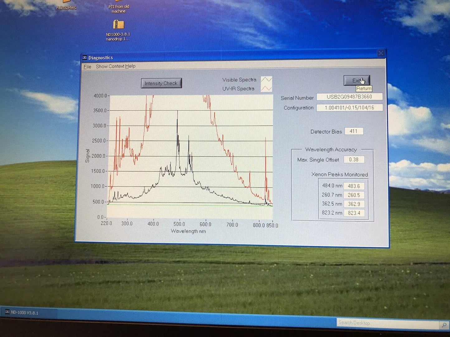 Thermo ND-1000 NanoDrop UV/VIS Spectrophotometer with Computer Tested Working