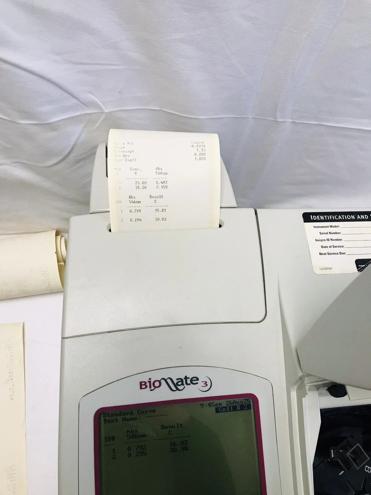 Thermo Scientific Biomate 3 UV Visable Spectrophotometer 335905P w/ Printer