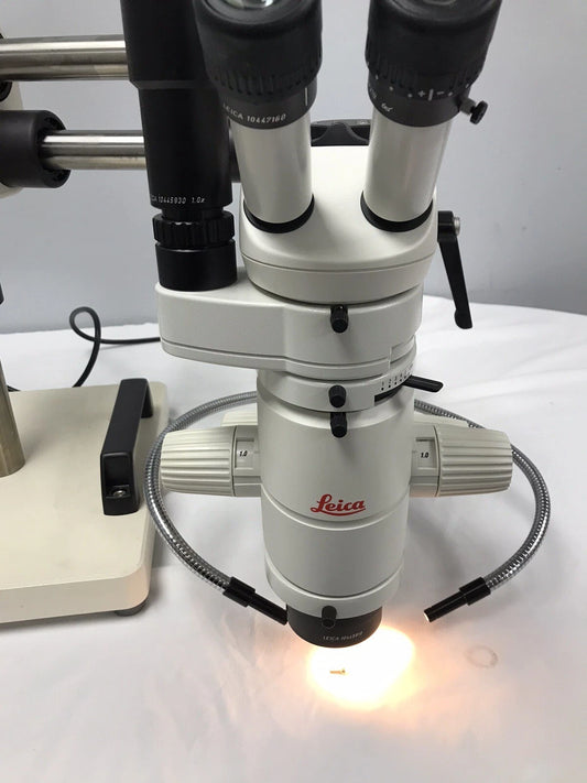 Leica MZ75 Stereo Zoom Microscope Inspection w/ Fiber Optic Lamp & Boon Stand