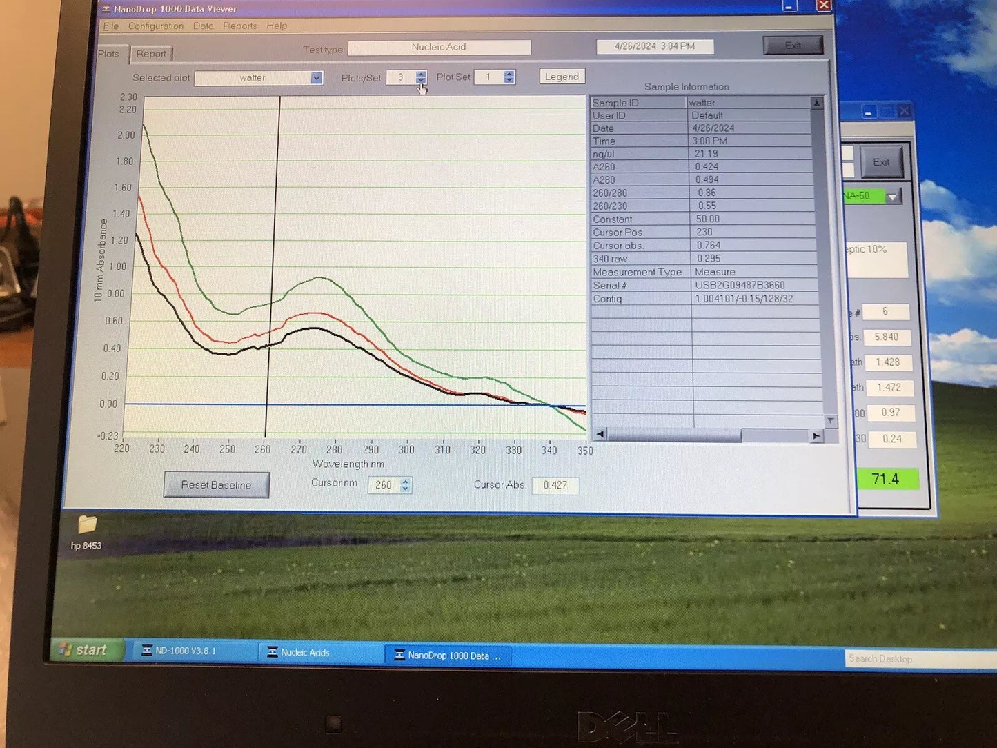 Thermo ND-1000 NanoDrop UV/VIS Spectrophotometer with Computer Tested Working