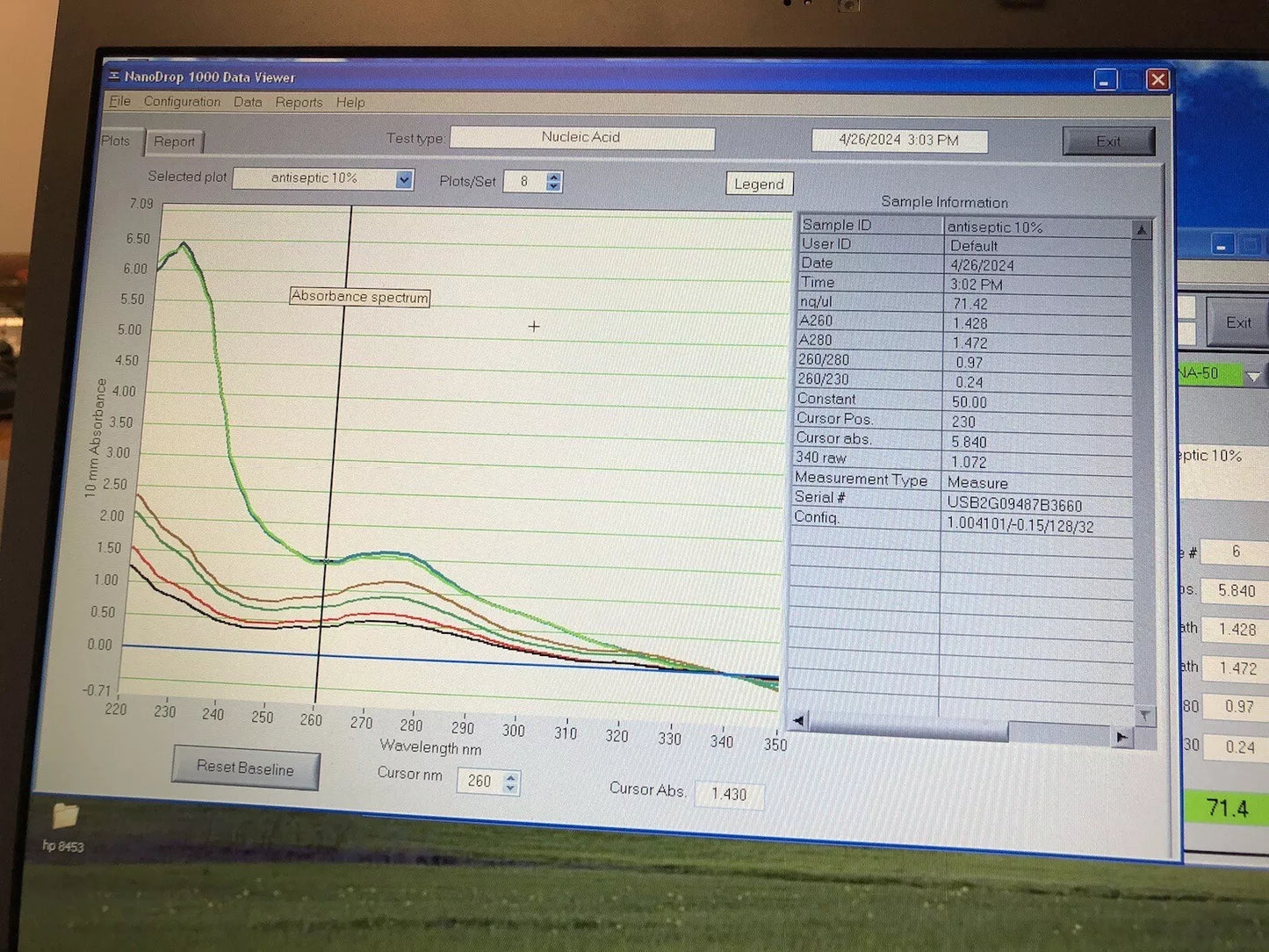 Thermo ND-1000 NanoDrop UV/VIS Spectrophotometer with Computer Tested Working