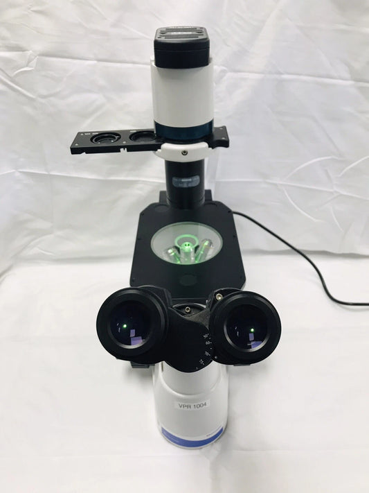 Fisher Micromaster Inverted Microscope 12575250 w/4x 10x 20x Objectives