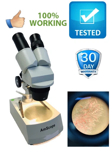 AmScope SE306-P 20x-40x Binocular Stereo Microscope with Dual Lights Tested