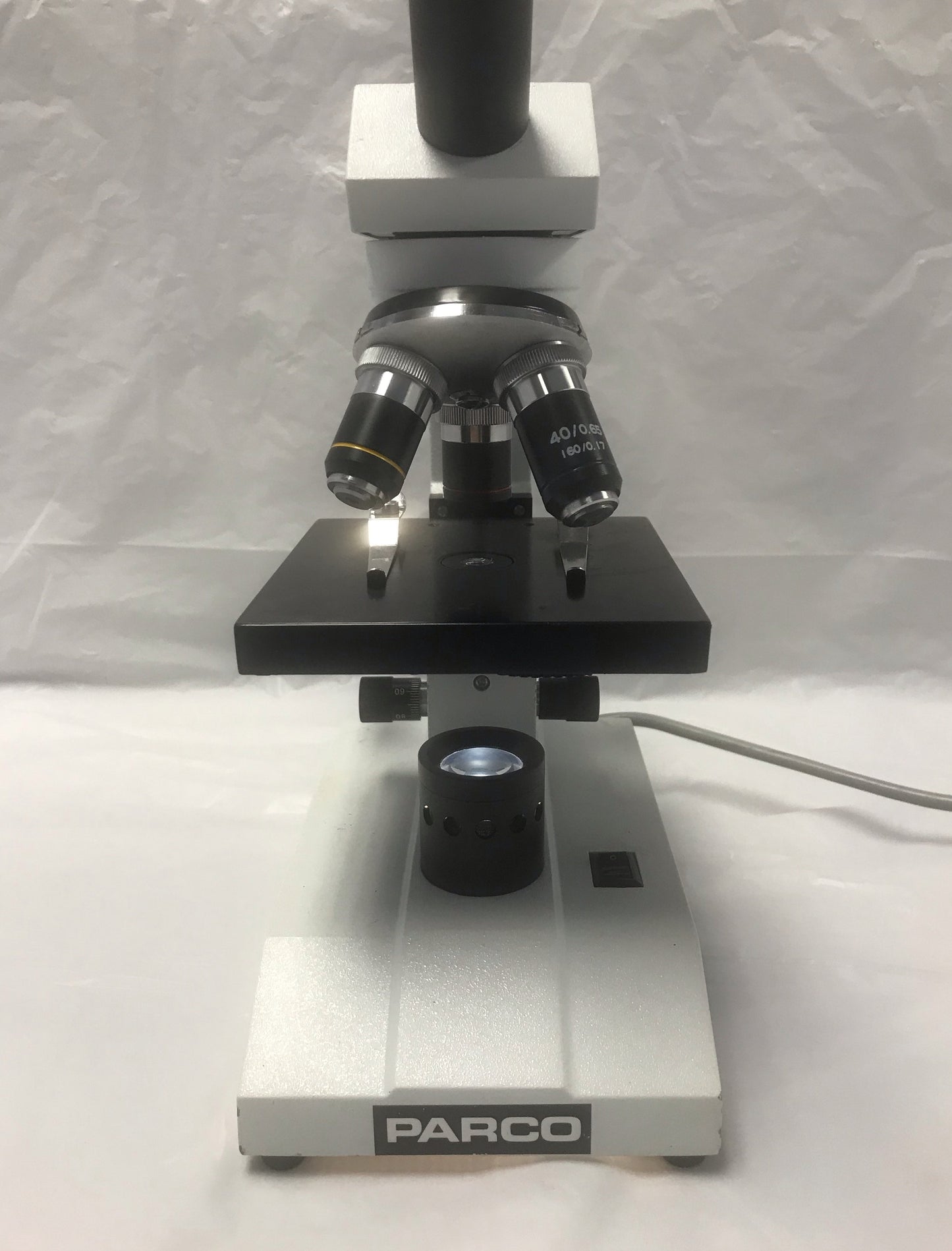 Parco Monocular Microscope WF10X DIN/ 18MM, 40/0.65, 10/0.25, 4/0.1
