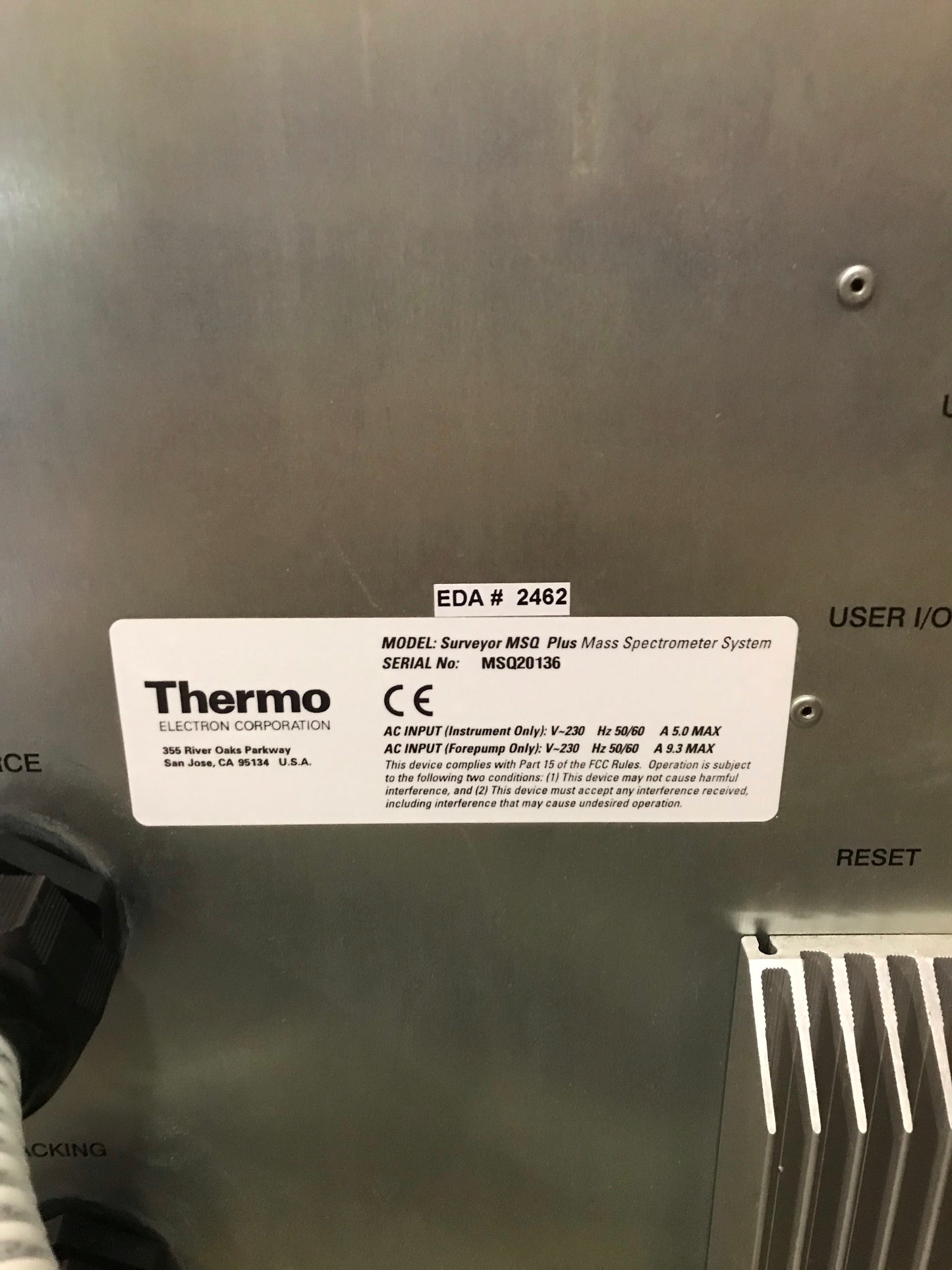Thermo Dionex Surveyor MSQ Plus Mass Spectrometer Single Quadrupole