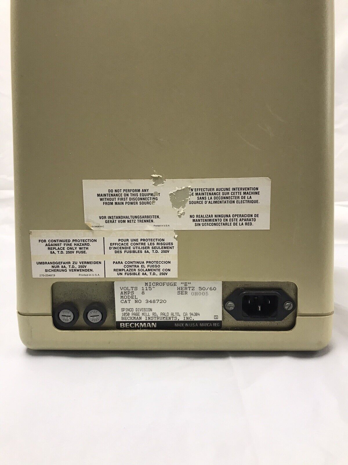 Beckman Microfuge E Centrifuge Tested Fully Functional 348720
