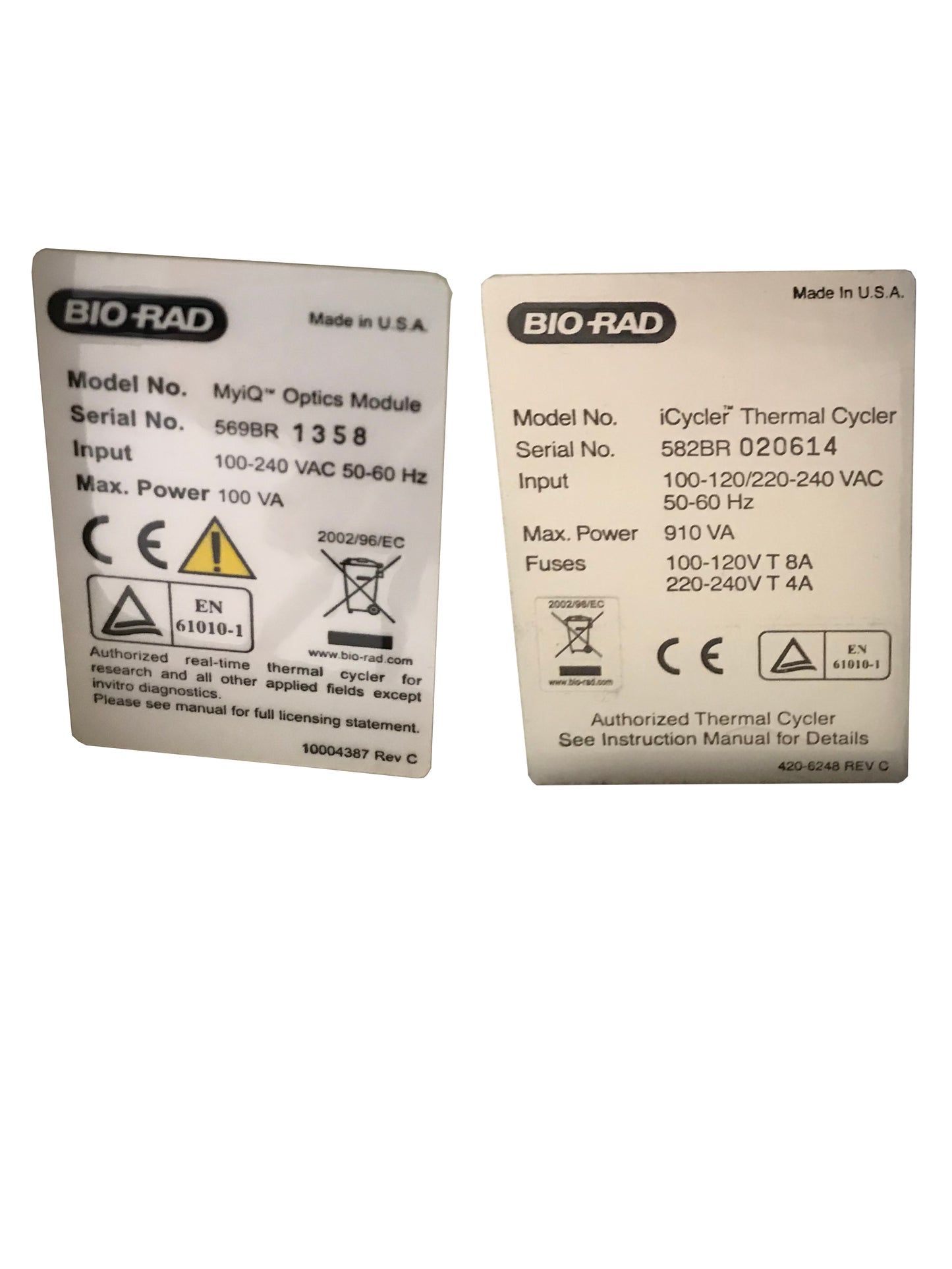 BIO RAD MyiQ Single Color Real-Time PCR Detection System 582BR iCycler + 569BR MyiQ