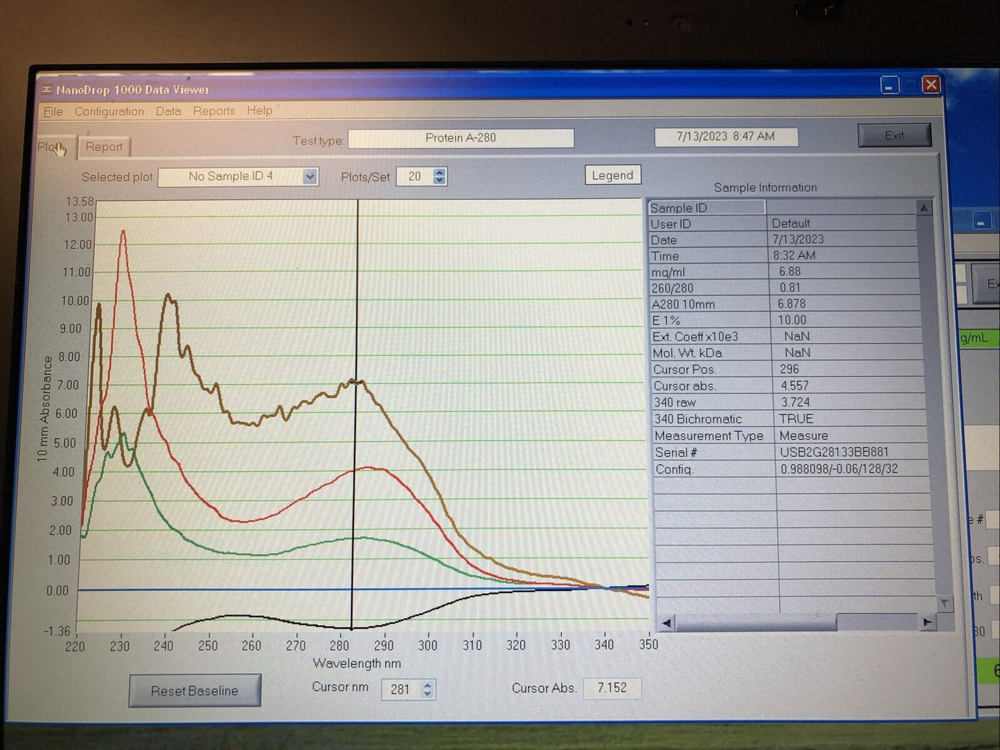 Thermo ND-1000 NanoDrop UV/VIS Spectrophotometer Tested Working Video Warranty