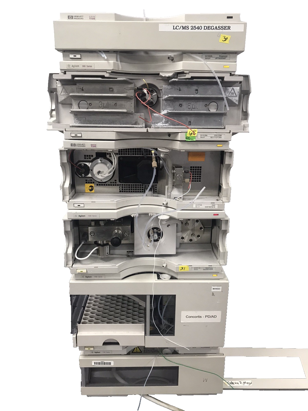 6pc, HP Agilent 1100 HPLC QuatPump, ALS, DAD, Colcom, Degasser, ALS Therm