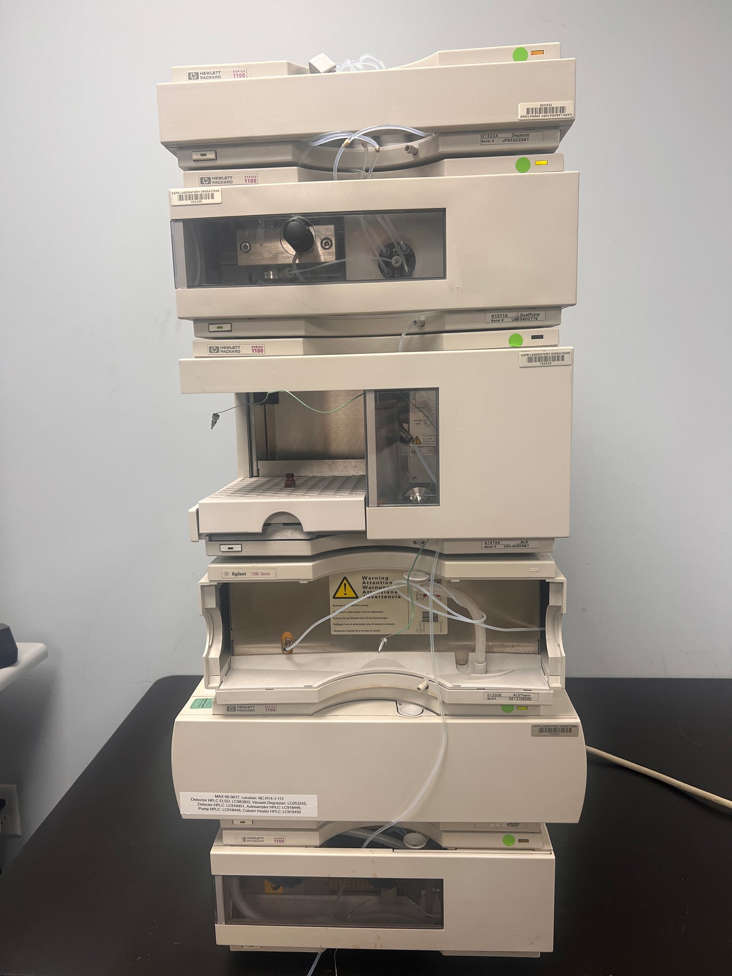 6pc, HP Agilent 1100 HPLC QuatPump, ALS, DAD, Colcom, Degasser, ALS Therm