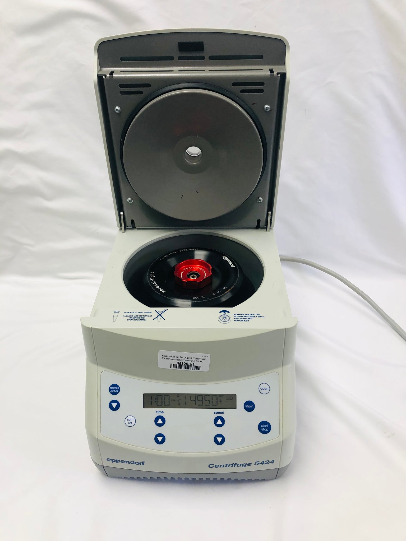 Eppendorf 5424 Digital Centrifuge with aerosol Fa 45-24-11 rotor tested