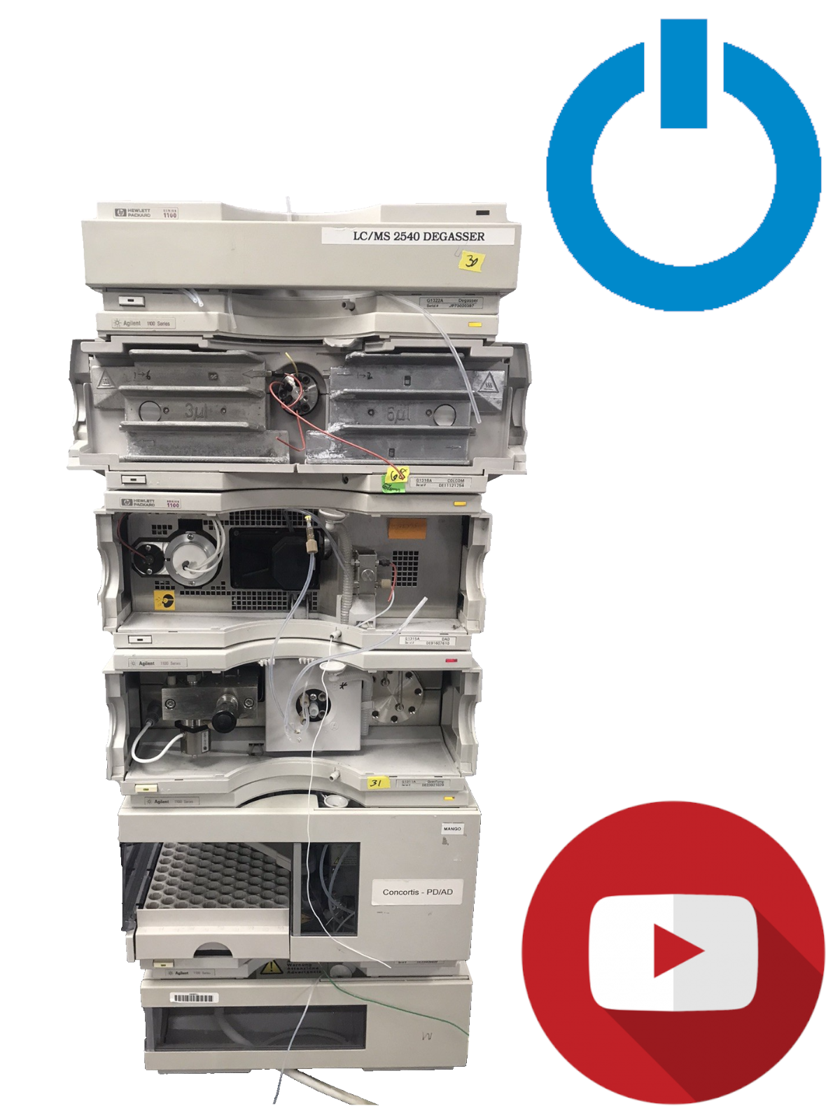 6pc, HP Agilent 1100 HPLC QuatPump, ALS, DAD, Colcom, Degasser, ALS Therm