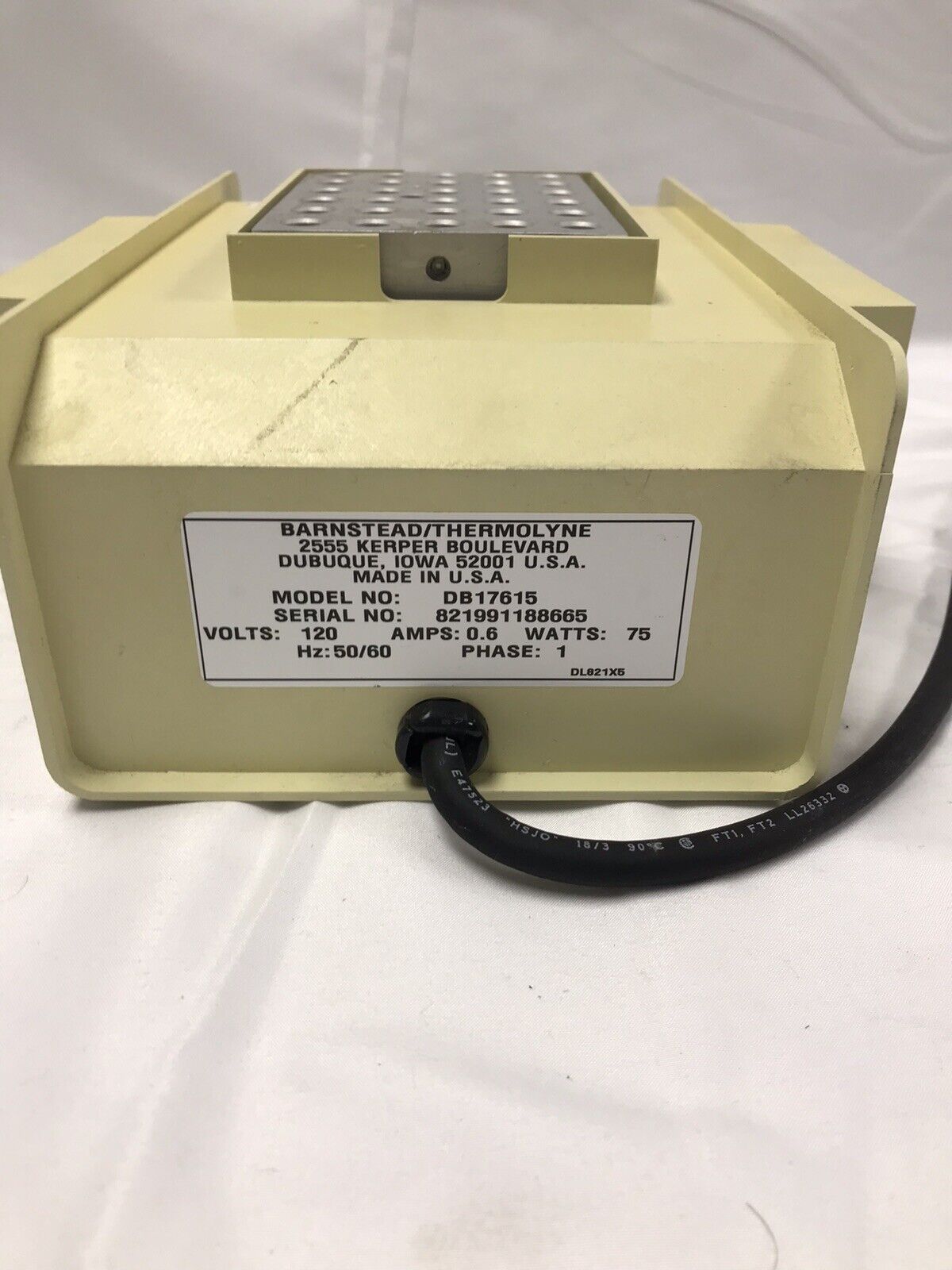 Thermolyne Dri-Bath Heater Type 17600 Model DB17615 BK165X20A 30 x 8.2mm