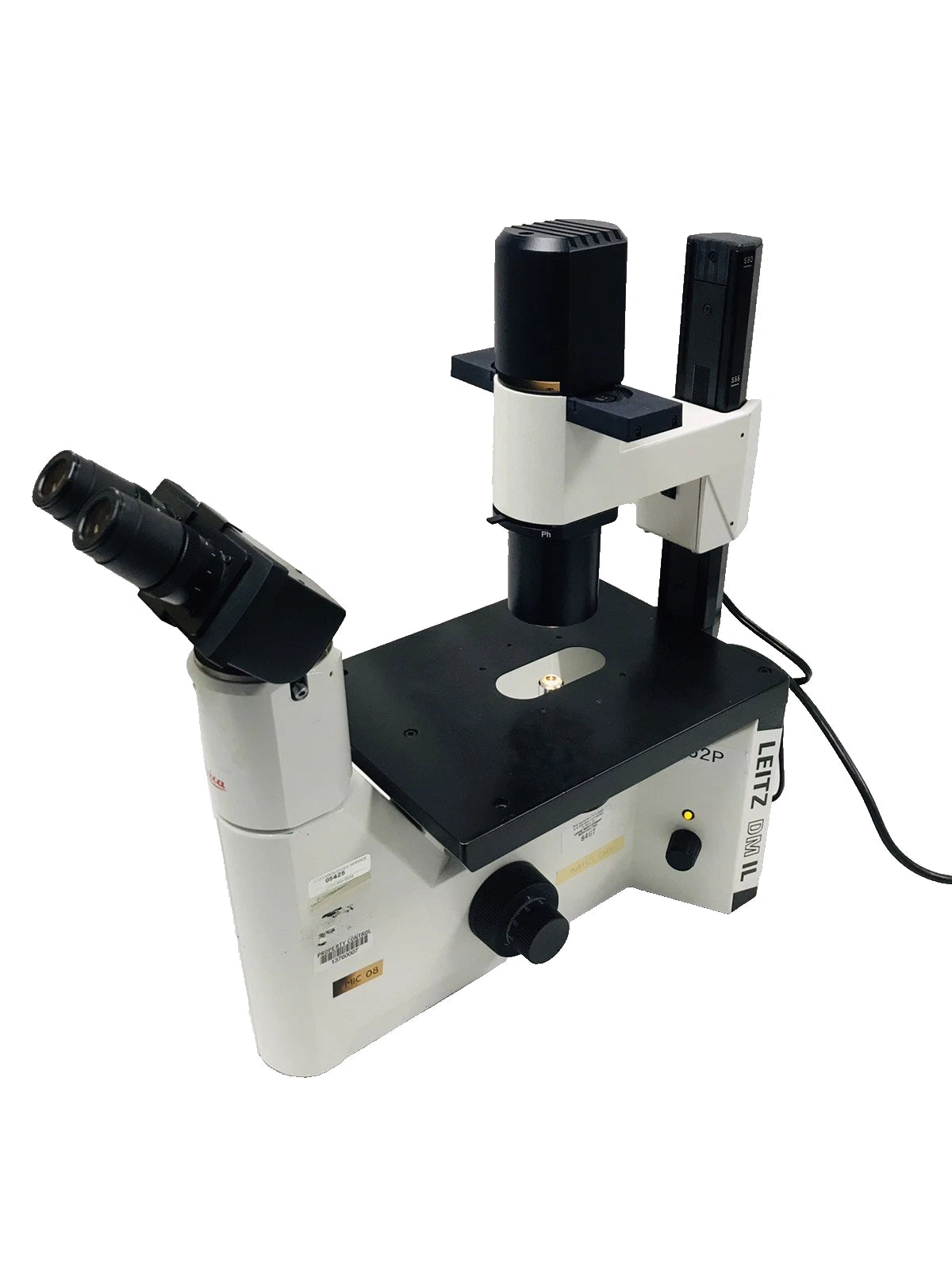 Leica Leitz DM IL Inverted Microscope w/ 4 Objectives Phase Contrast Phaco 1a