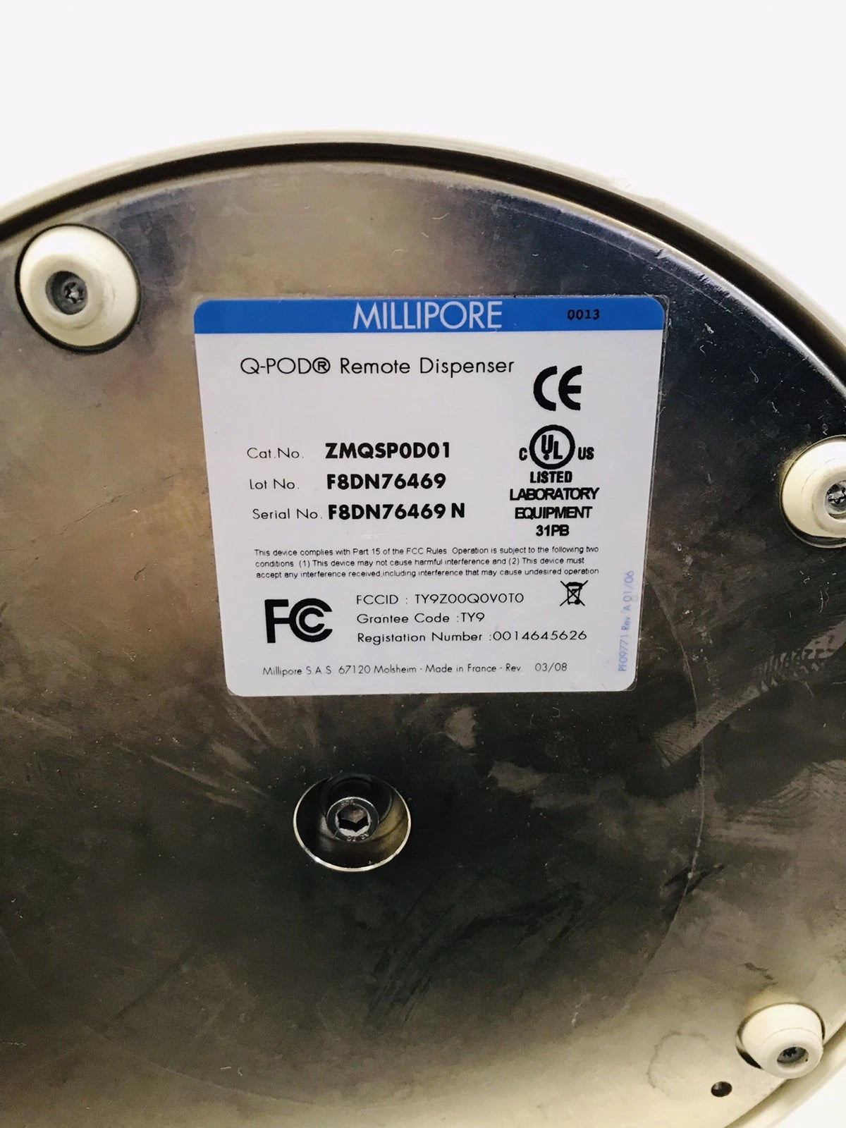 Millipore Q-Pod Remote Water Dispenser ZMQSP0D01