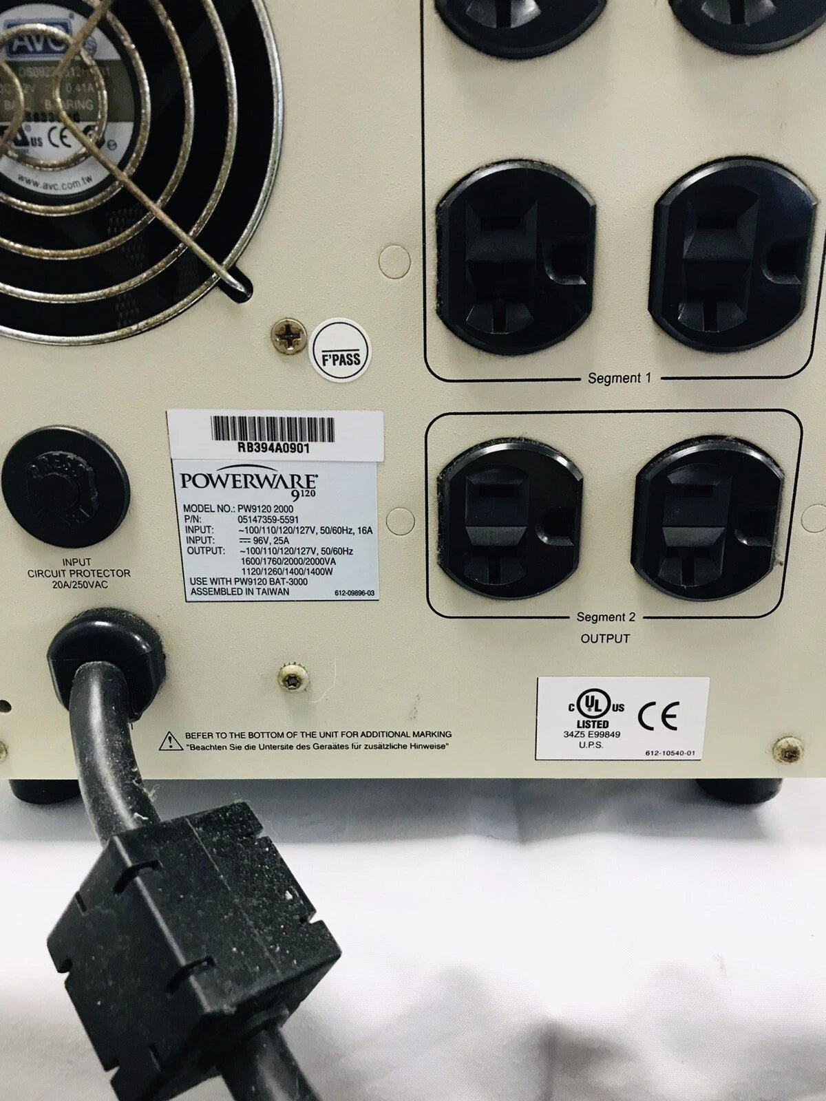 Eatan Powerware PW9120 2000 Inverter Uninterruptible Power Supply Parts / Repair