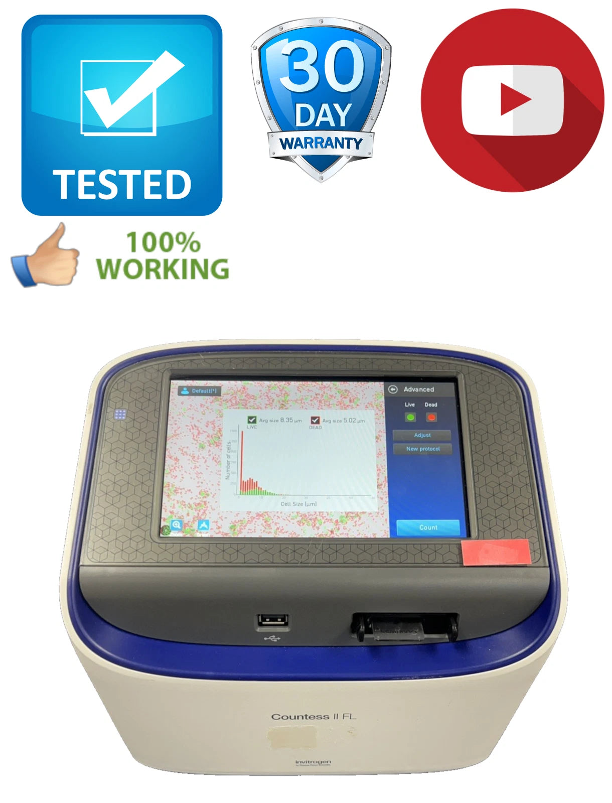Countess II FL Automated Cell Counter TESTED with Warranty SEE VIDEO