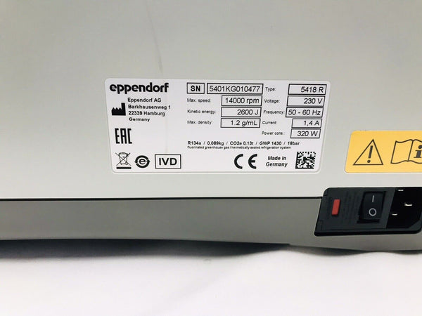 Eppendorf 5418R Refrigerated Centrifuge w FA-45-18-11 Rotor 230v Tested Working