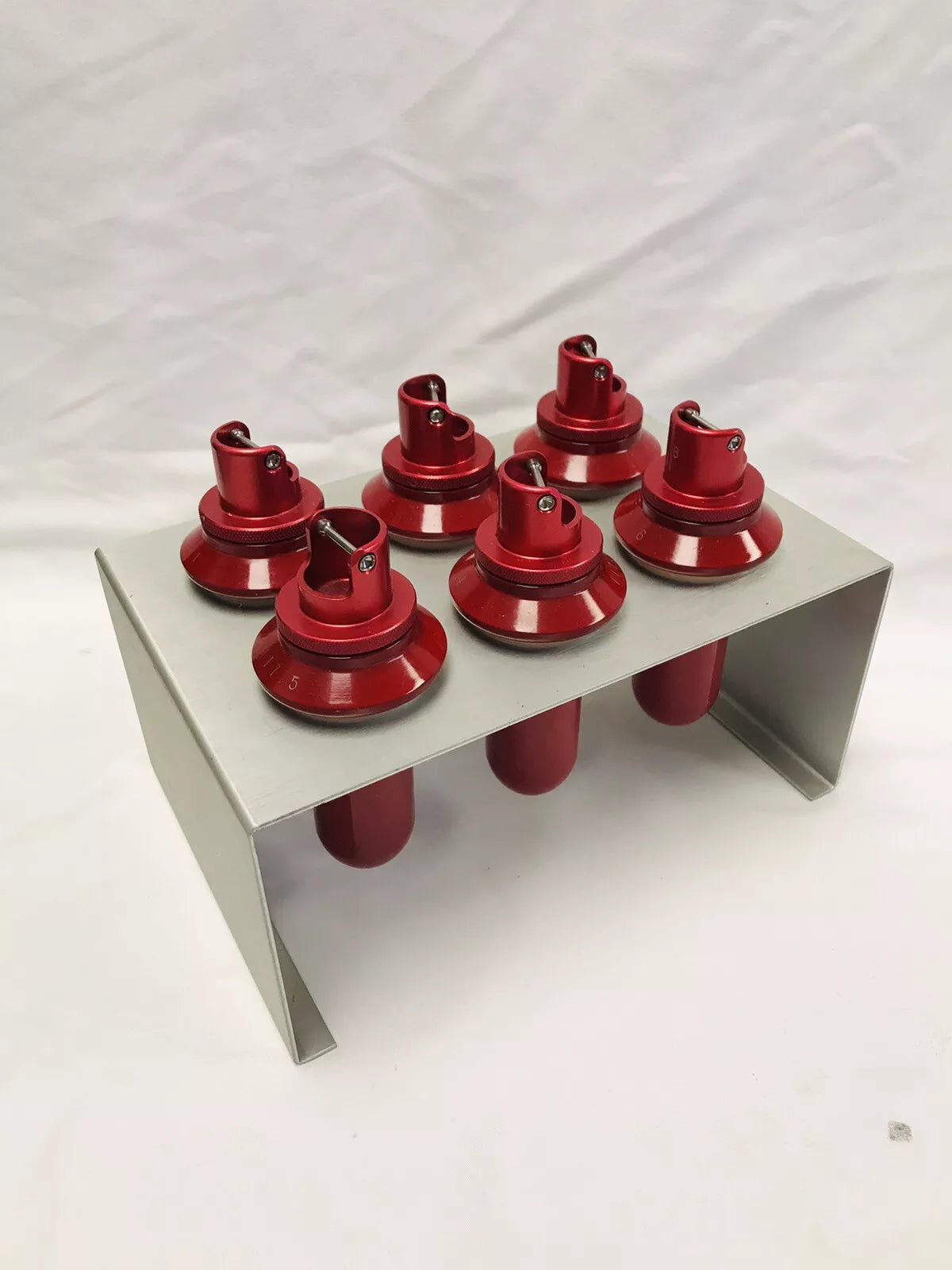 Lot of 6 Beckman 117.5 Swing Rotor Tubes w/ Beckman 331186 Tube Holder Stand