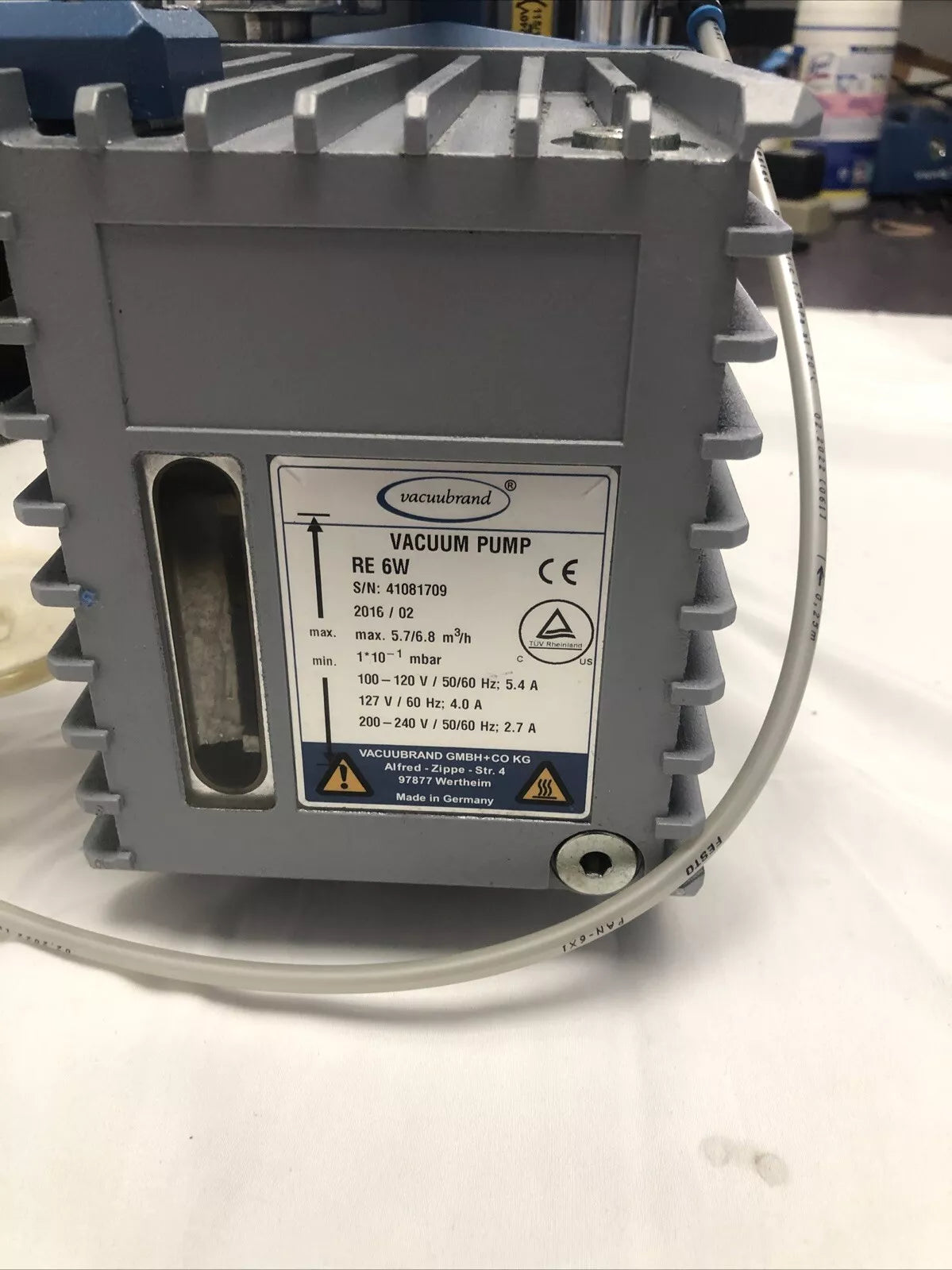 Vacuubrand RE 6W Rotary Vane Vacuum Pump YEAR 2016 Tested Working