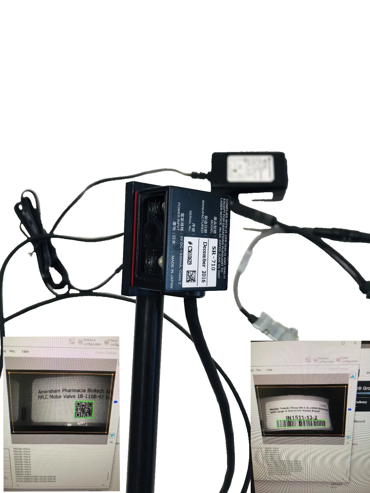 Keyence SR-710 Barcode Reader with Power Supply and Cords Tested Working Video