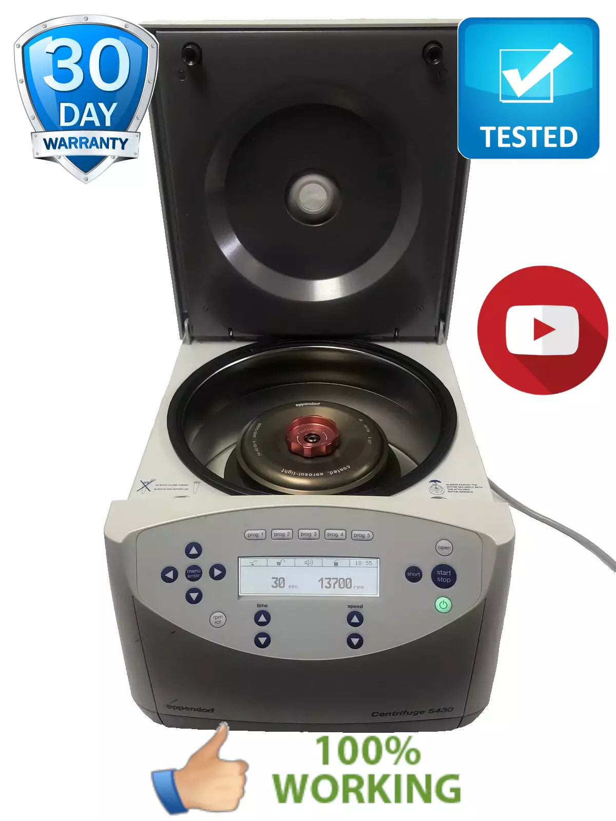 Eppendorf AG 5430 V4.3 Centrifuge w/Rotor/Lid FA-45-30-11 Tested Working Video