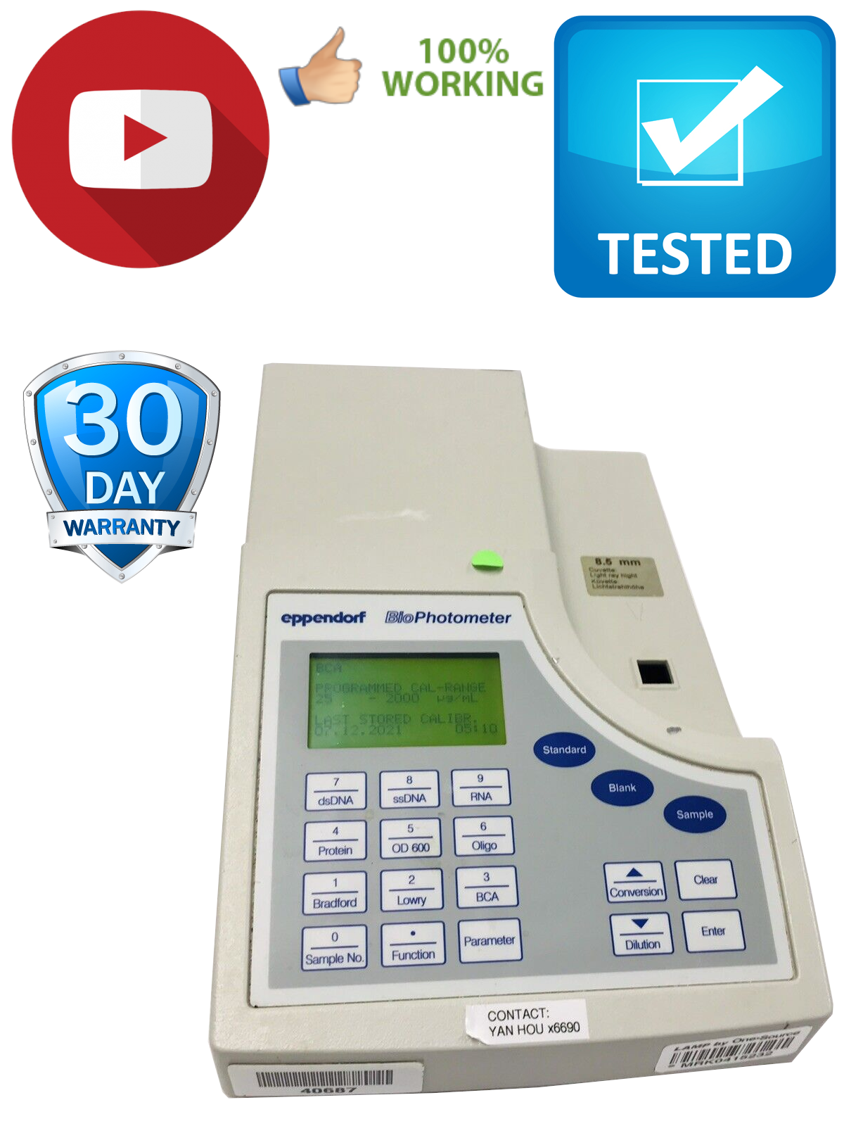 Eppendorf 6131 BioPhotometer Spectrophotom UV/Vis DNA RNA Oligo Protein Bacteria