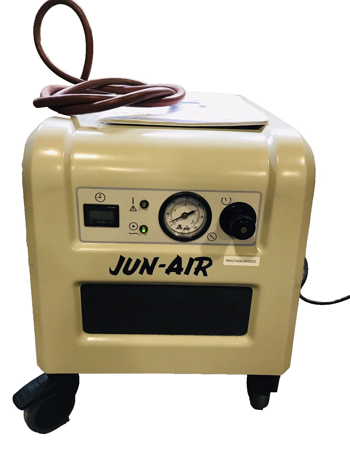 Jun-Air 85R-4P Air Compressor 4 L Oil Free Electric Medical Quiet 148hr Tested