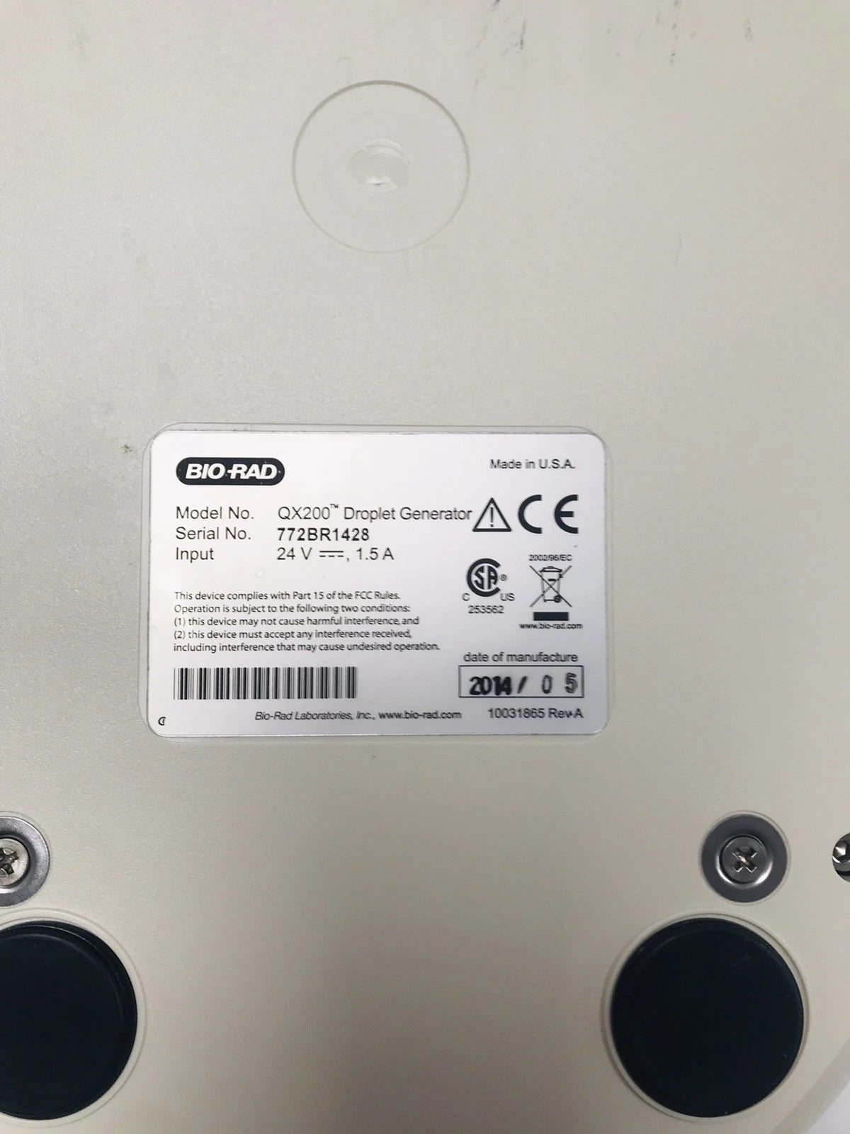 Bio-Rad QX200 Droplet Generator With Power Supply Parts / Repair