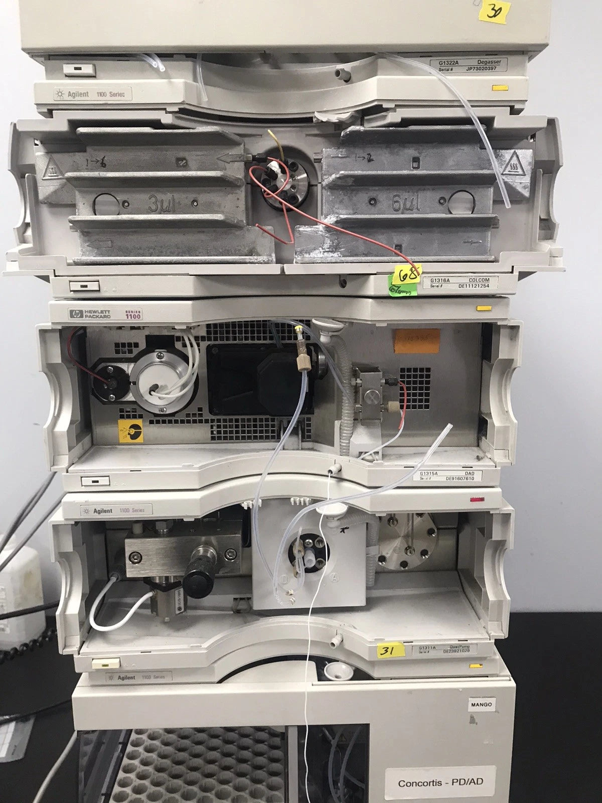 6pc, HP Agilent 1100 HPLC QuatPump, ALS, DAD, Colcom, Degasser, ALS Therm