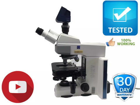 Zeiss Microscope Axio Scope A1 with 2 Objectives Tested Working Video