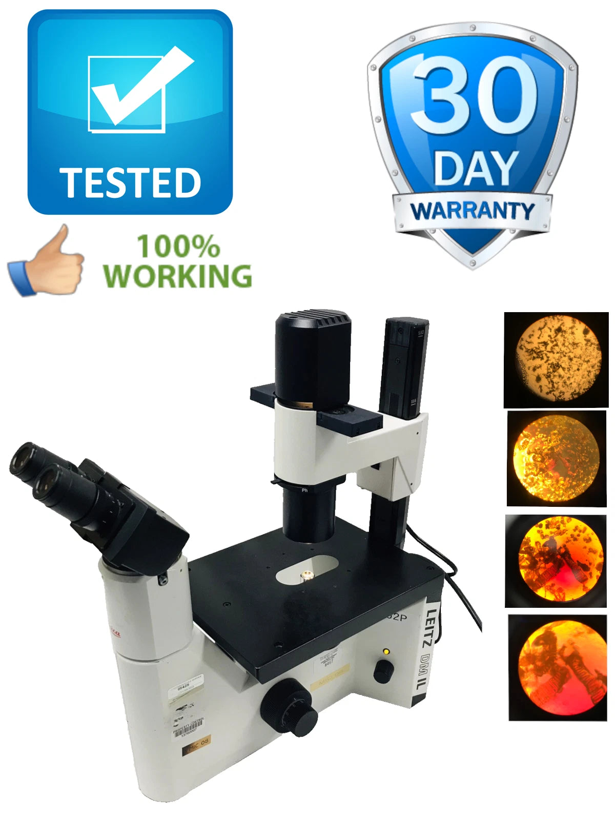 Leica Leitz DM IL Inverted Microscope w/ 4 Objectives Phase Contrast Phaco 1a