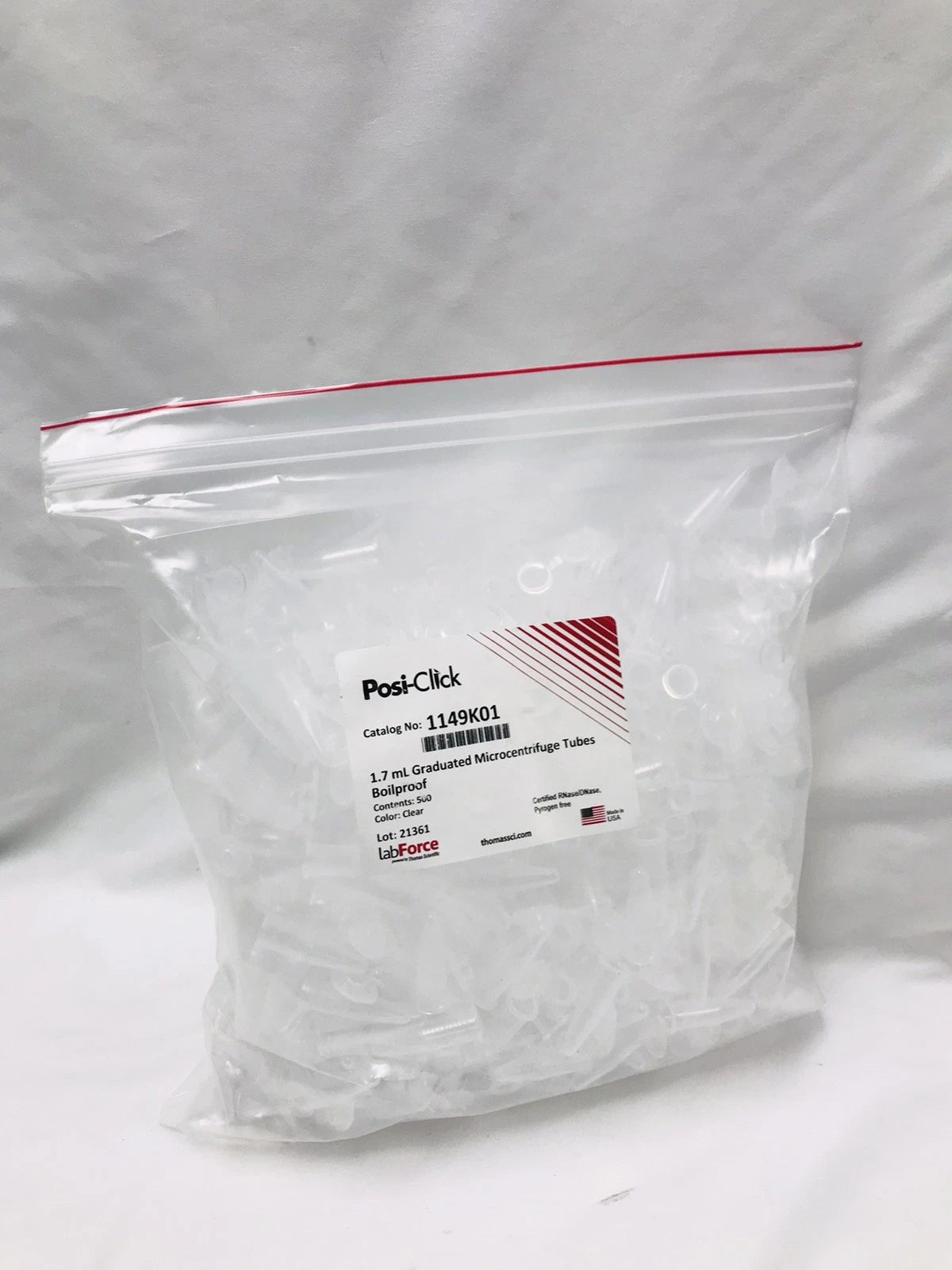 Thomas Sci LABFORCE 500 Posi-Click 1.7mL Microcentrifuge Tubes w/ Snap Cap Bulk