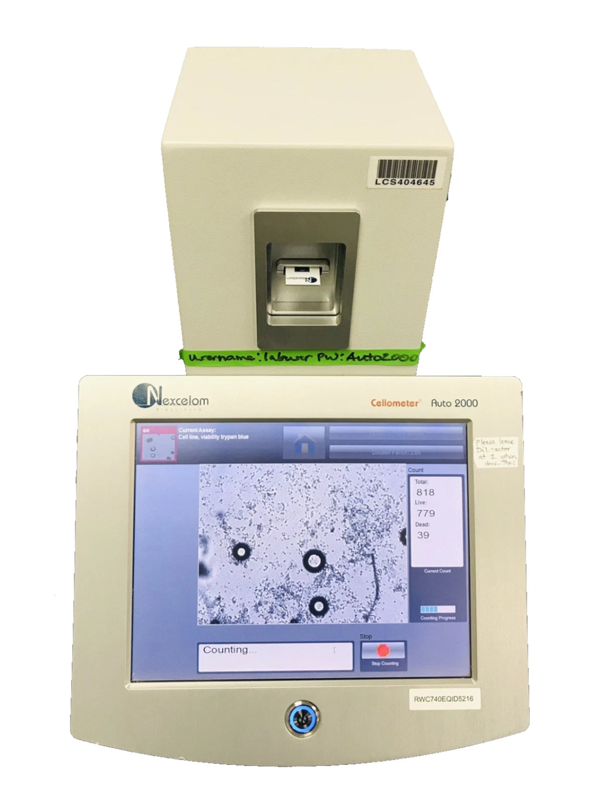 Nexcelom Cellometer Auto 2000 Cell Viability Counter Profiler Warranty See Video