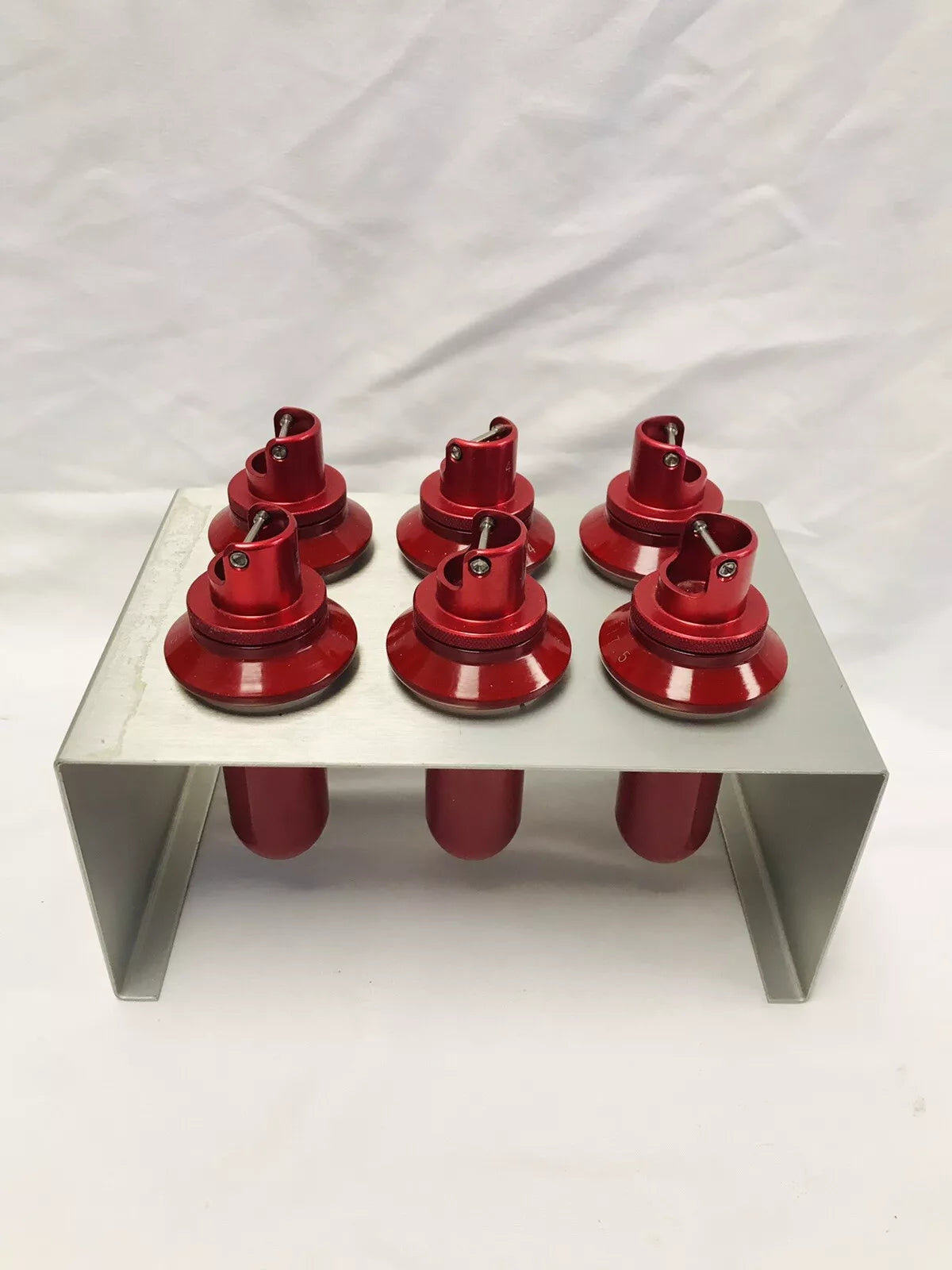 Lot of 6 Beckman 117.5 Swing Rotor Tubes w/ Beckman 331186 Tube Holder Stand