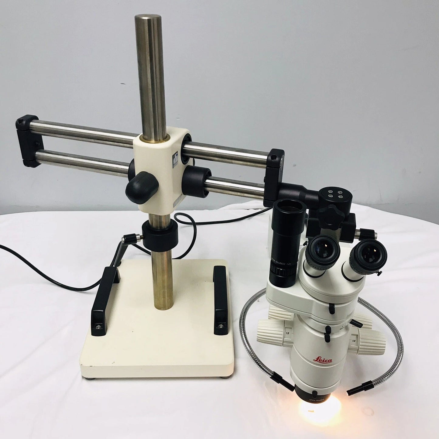 Leica MZ75 Stereo Zoom Microscope Inspection w/ Fiber Optic Lamp & Boon Stand