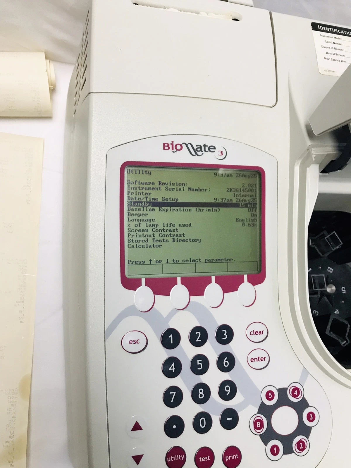 Thermo Scientific Biomate 3 UV Visable Spectrophotometer 335905P w/ Printer
