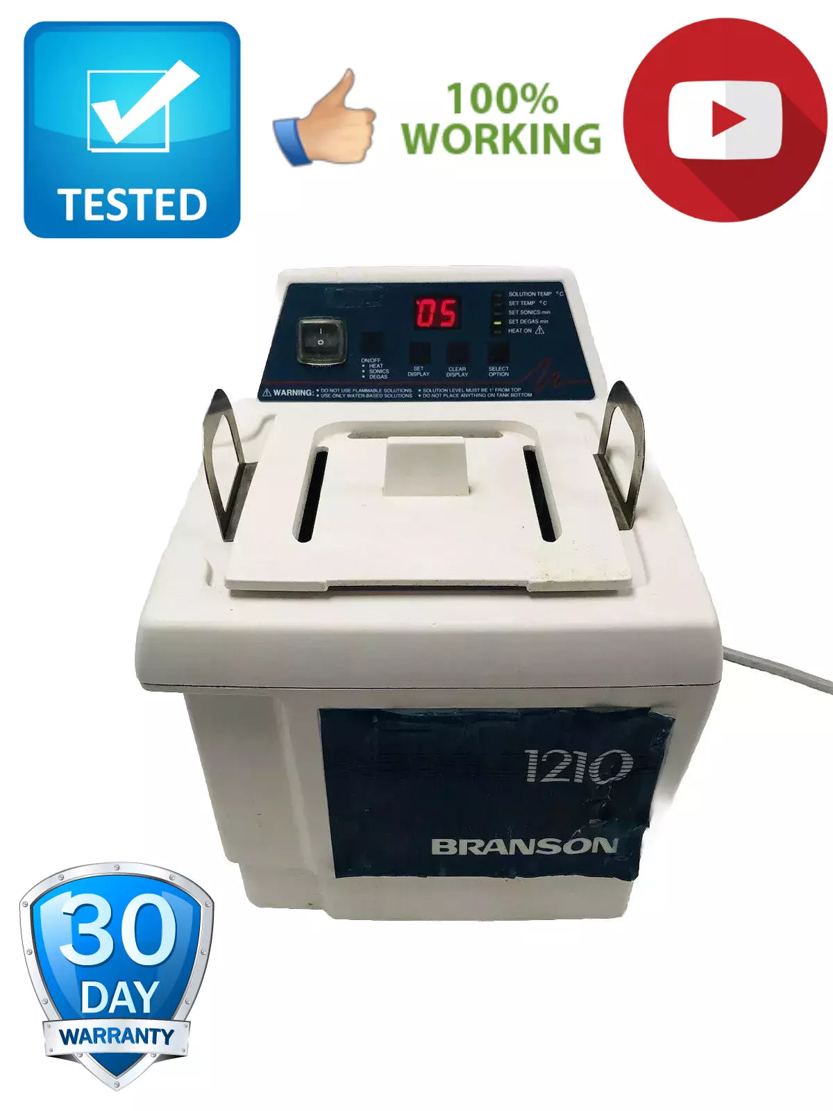 Branson 1210R-DTH Heated Ultrasonic Cleaner Bransonic 1210 Tested Working Video