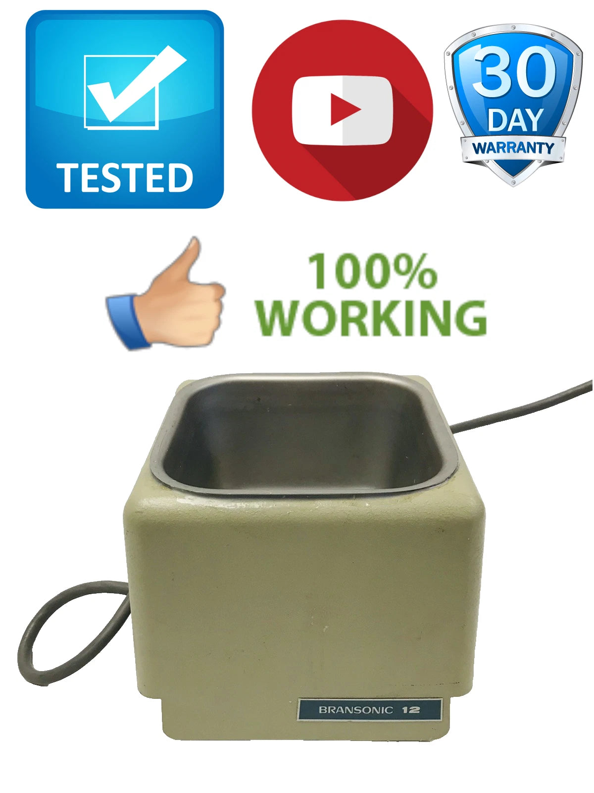 Branson SmithKline B-12 Ultrasonic Cleaner 50/60HZ 117V 80W No Lid Bransonic 12