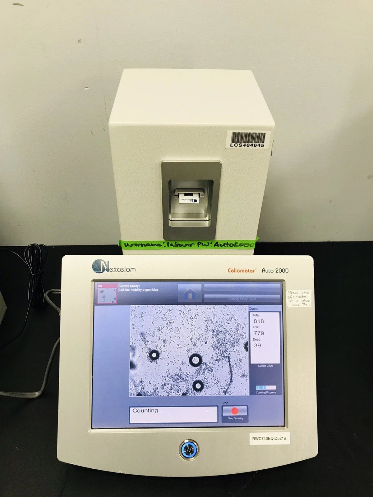 Nexcelom Cellometer Auto 2000 Cell Viability Counter Profiler Warranty See Video