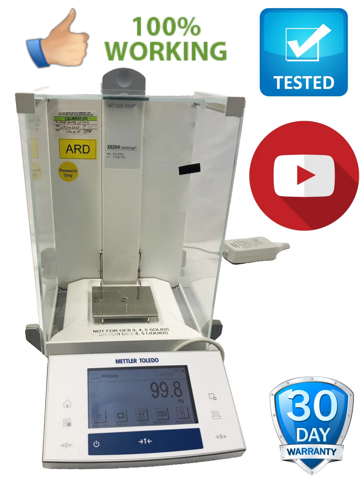 Mettler Toledo XS204 Analytical Digital Lab Balance Scale 220g X 0.1mg Working