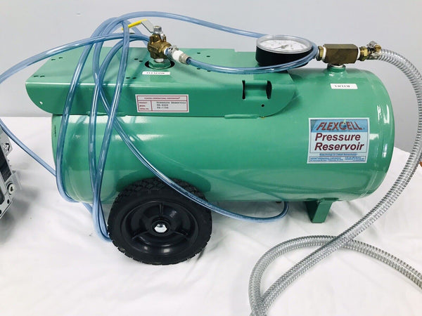 Leybold Trivac D8B Vacuum Pump with ARP 4-8 Exhaust Filter & Flexcell PR-4000 Reservoir