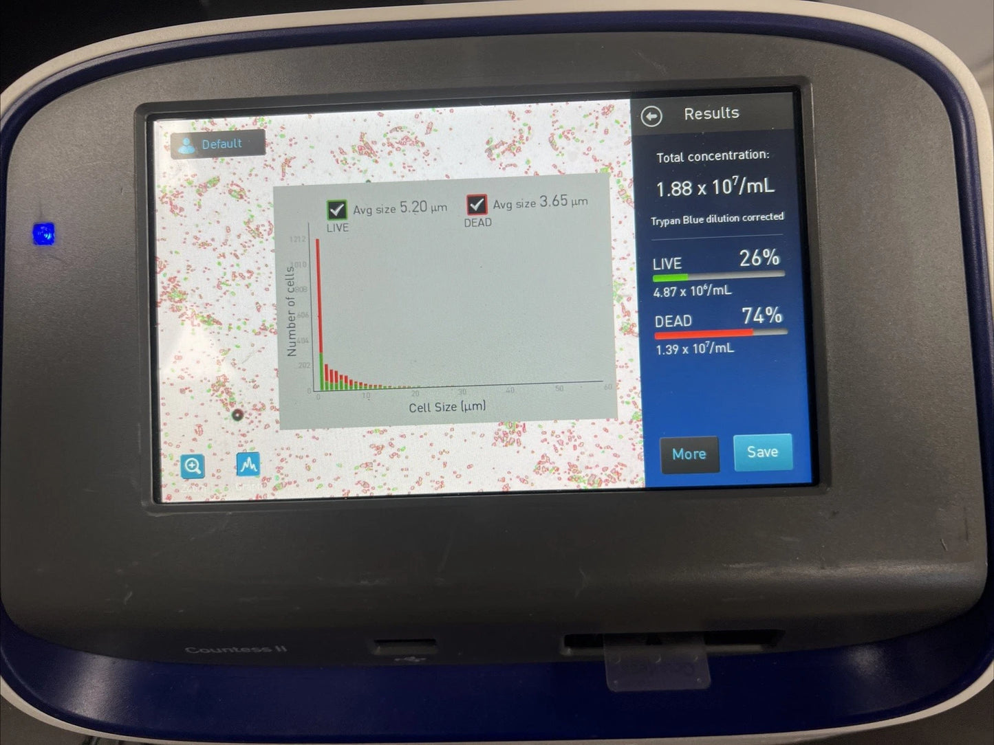 Invitrogen Countess II Automated Cell Counter AMQAX1000 Slides Counting