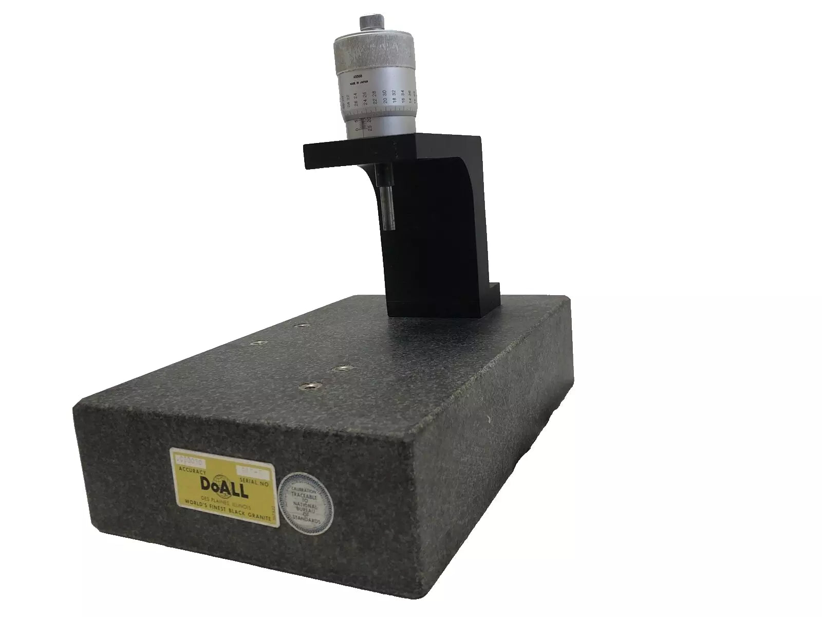 DoAll Granite W/ Mitutoyo 152-348 High Accuracy Micrometer 0-25 / 0.002mm