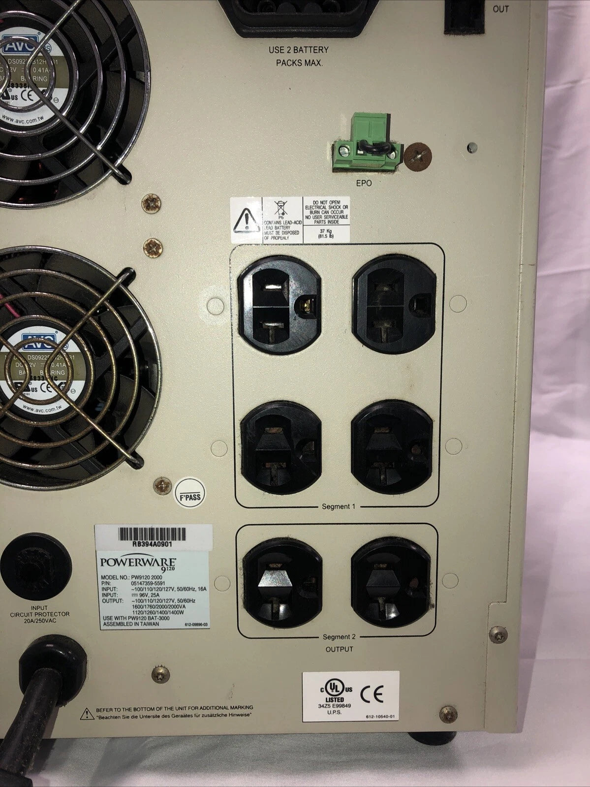 Eatan Powerware PW9120 2000 Inverter Uninterruptible Power Supply Parts / Repair