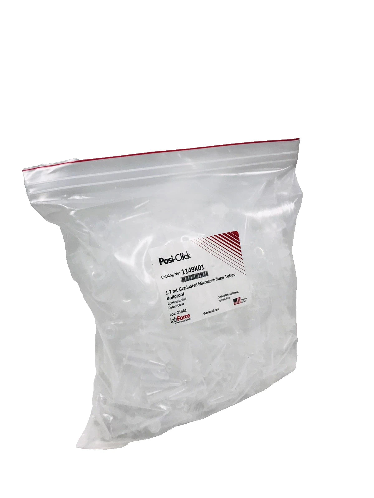 Thomas Sci LABFORCE 500 Posi-Click 1.7mL Microcentrifuge Tubes w/ Snap Cap Bulk