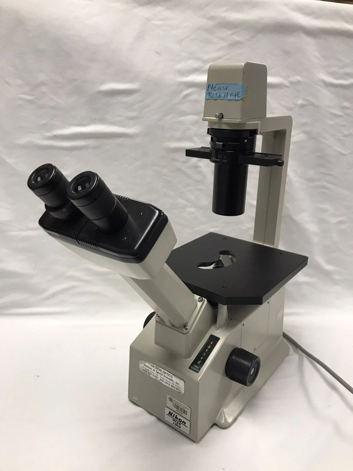 Nikon TMS Phase Contrast Inverted Microscope 2 Objectives 10x 20x Binocular
